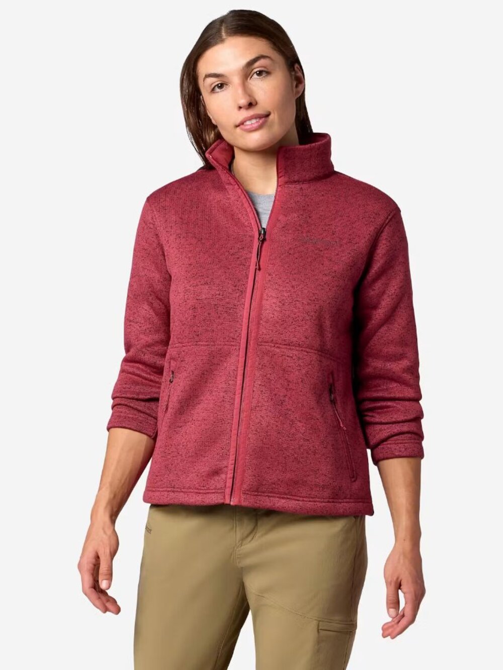 Marmot | Women's Drop Line Sweater Fleece Full-Zip Jacket heathered burgund, L